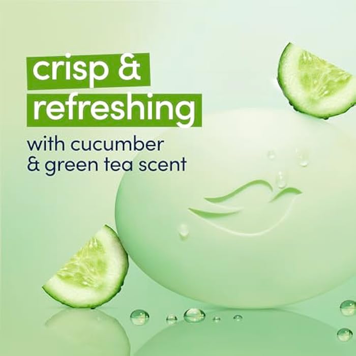 Dove Beauty Bar Soap Cool Moisture Cucumber & Green Tea Scent, 8 Bars for Refreshed Skin, Leaves Skin Refreshed 3.75 oz - Image 5